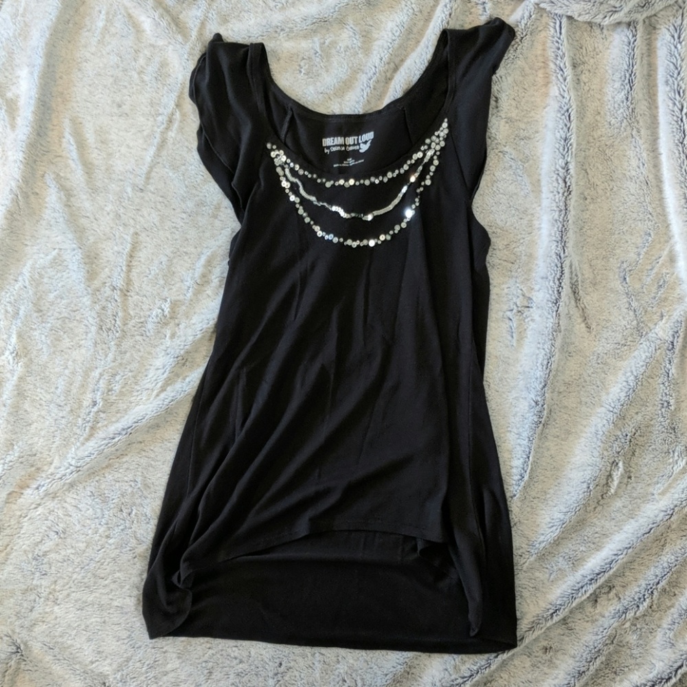 Charcoal and sequin top